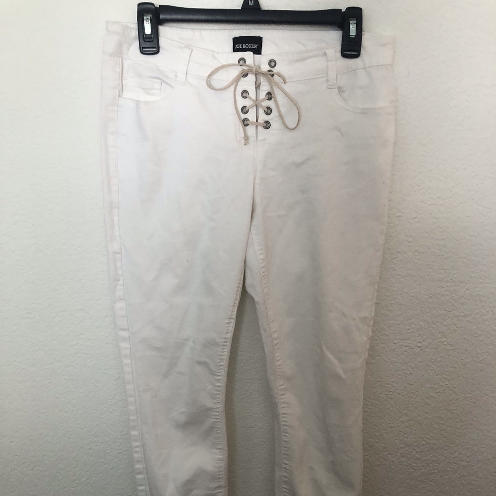 Joe Boxer White Lace Up Jeans